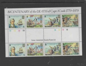 TUVALU #114-117 1979 CAPT. COOK W/GUTTERS MINT VF NH O.G SHEET 8