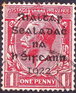 IRELAND 1922 KGV 1d Scarlet Érrors in Overprint SG2 Used