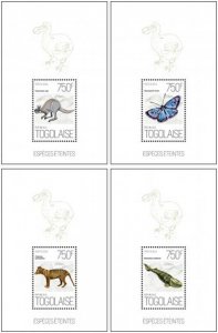 Togo - Extinct Species - Butterfly, Wolf - 4 Stamp Set - 20H-667