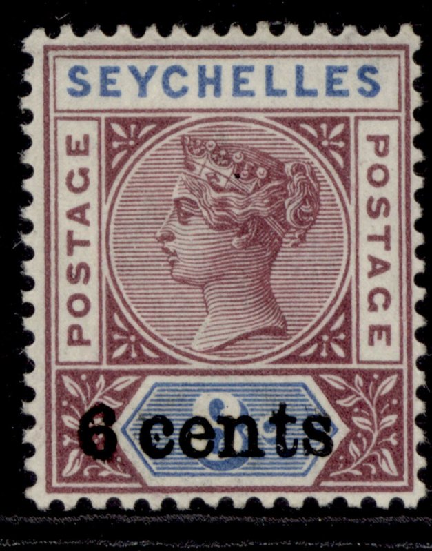 SEYCHELLES EDVII SG40, 6c on 8c brown-purple & ultramarine, LH MINT. 