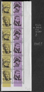 1973 Australia 546-9 Famous Australian MNH block of 12 with minor flaw
