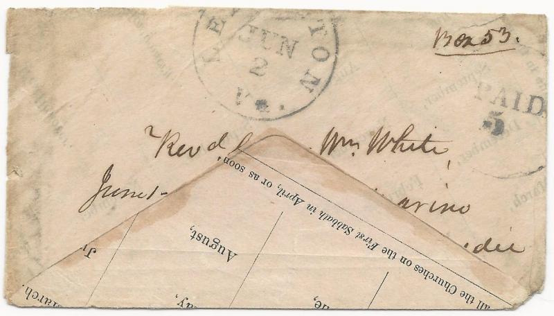 CSA Adversity Cover Blue Lexington, VA CDS Handstamp Paid 5 June 2, 1862 Church