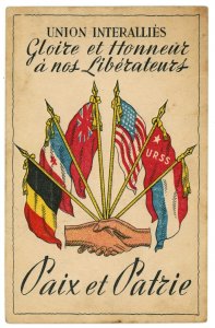 Glory and Honor Card to Our Liberators France Belgium UK USA USSR Netherlands