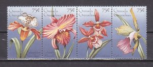 Grenada, Gr., New Item. Orchids strip of 4 ^