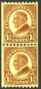 U.S. #605 MINT LINE PAIR OG NH