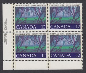 Canada #742iv Mint Block of 4, Light Double Black (Kiss Print)