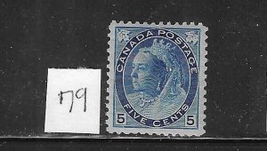 CANADA SCOTT #79 1898-1902 NUMERALS SET 5C (BLUE/BLUISH) -MINT HINGED