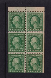 1916 Washington 1c green Sc 462a fresh MNH fresh booklet pane of 6 (SG