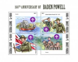 Sierra Leone - 2017 Baden Powell - 4 Stamp Sheet - SRL171103a