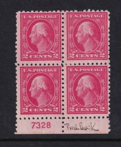 1914 Washington 2c Sc 425 MH original gum, block with plate number (EU