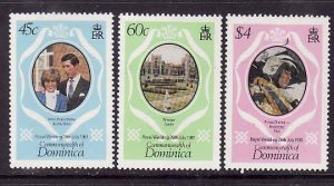 Dominica-Sc#701-3- id6-unused NH set-Royal Wedding-Princess Diana-1981-