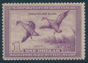 #RW5 $1 DUCK STAMP F-VF OG NH CV $375 AU689