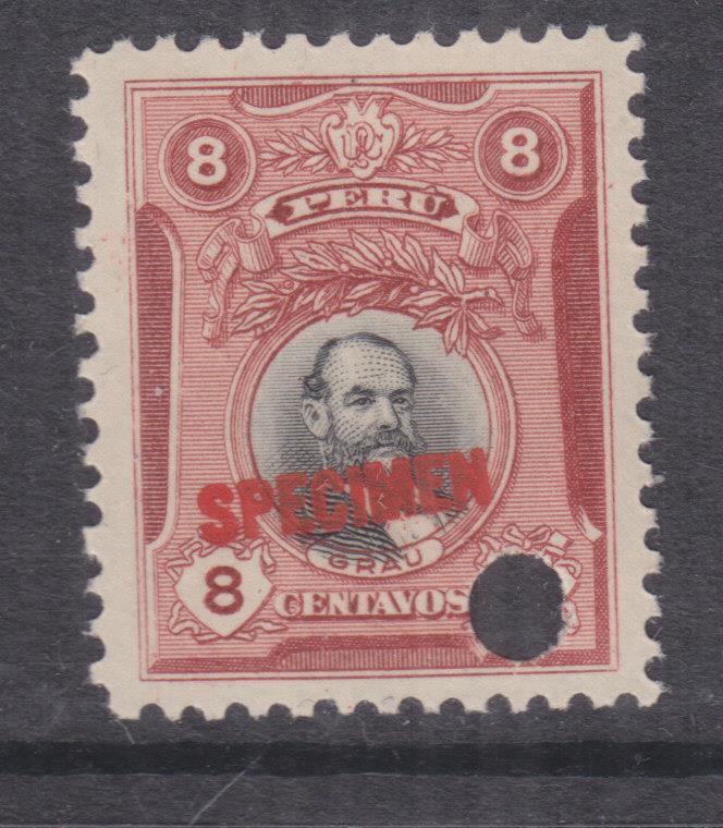 PERU, 1918 Grau, 8c., ABN Punched Proof, SPECIMEN in Red, mnh.