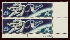 US Scott #1331-2 astromaut in space plate block unused LH