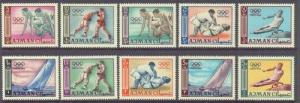 AJMAN 27-36 MNH 1965 Tokyo Olympic Games CV $6.50