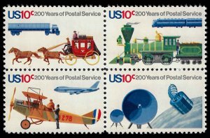 U.S. #1572-75 MNH; 10c block of 4 - 200 yrs USPS (1975)