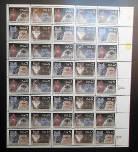 1988 CATS 8 different breeds Sc 2372-2375 2375a mint sheet of 40 Typical