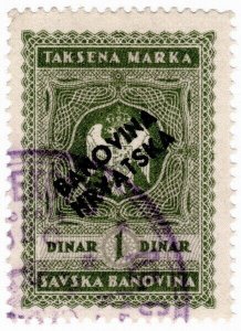 (I.B) Croatia Revenue : Duty Stamp 1D (overprint)