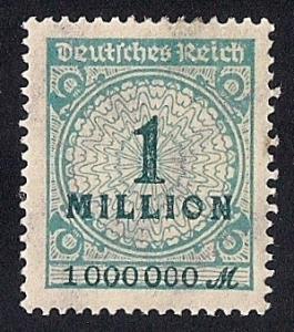 Germany #281  1Mil M Numerial, Gre. Blue, Mint OG H XF