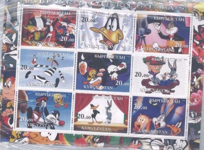 LOONY TOONES 2001 MERRY CHRISTMAS Souvenir Sheet MNH from Kyrgyzstan - E52 -E54 