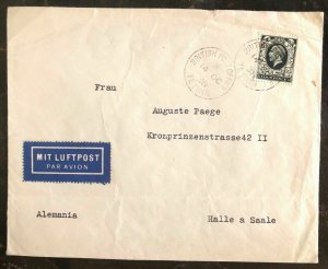 1938 Tetuan Morocco British Agencies Airmail cover To Halle Germany