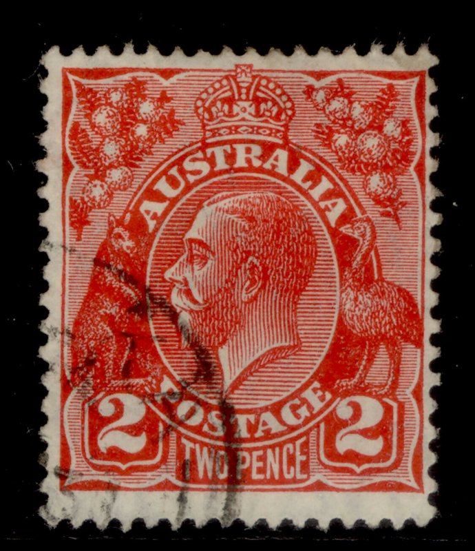 AUSTRALIA GV SG99a, 2d golden scarlet, FINE USED. DIE III