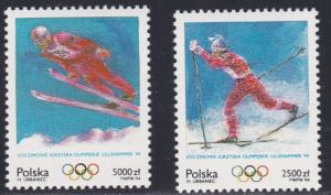 Poland # 3185-3186, Lillehammer Winter Olympics - Skiing, NH, 1/2 Cat.