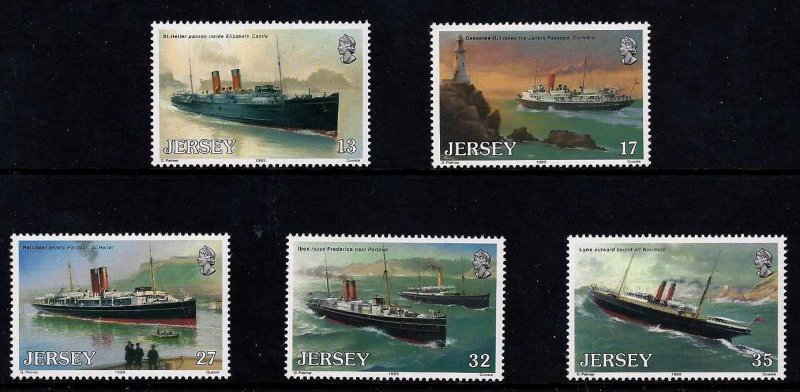 Jersey 1989 -  Railway Steamers MNH , set # 522-526