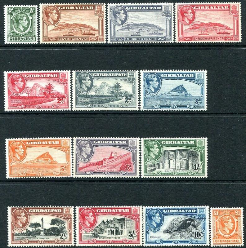 GIBRALTAR-1938-51 Set to £1 Sg 121-131 MOUNTED MINT V30165