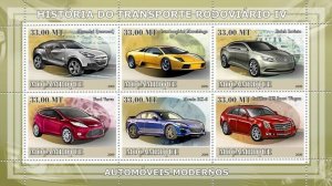 Mozambique 2009 MNH - History of Road Transport IV/ Modern cars. Mi 3143-3148