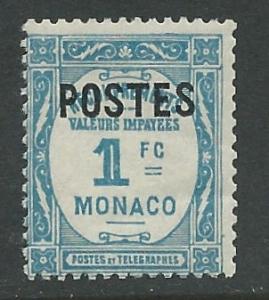 Monaco # 141  Overprint 1 fr. 1937 (1) Unused