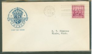 US 836 1938 3c swedish settlement of delaware on an addressed, typed fdc with a house of farnum cachet