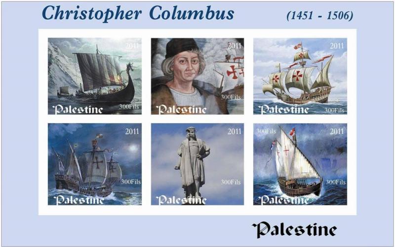 PALESTINE SHEET IMPERF CINDERELLA COLUMBUS COLON