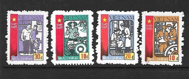 NORTH VIET NAM Sc 1592-5 NH ISSUE OF 1985 - LIFE OF REPUBLIC