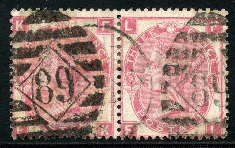 GREAT BRITAIN QUEEN VICTORIA SCOTT# 49 PLATE 9 USED PAIR AS SHOWN