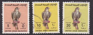 United Arab Emirates # 310-312. Falcon, Used High Values, 1/3 Cat