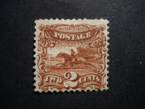 1869 #113 2c Post Horse & Rider Perf 12  Unused NG  G Grille CV $190  #2