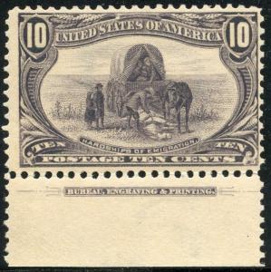 UNITED STATES  SCOTT#290 10c TRANS-MISSISSIPPI F /VF PLATE # MINT NEVER HINGED