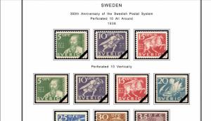 COLOR PRINTED SWEDEN [CLASS.] 1855-1946 STAMP ALBUM PAGES (31 illustrated pages)