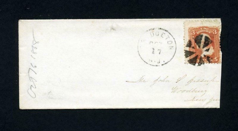 FREE SHIPPING - # 94 on cover from Bridgeton, NJ to Woodbury, NY - 10-17-1868