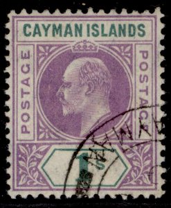 CAYMAN ISLANDS EDVII SG15, 1s violet & green, FINE USED. Cat £90.