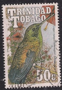 Trinidad & Tobago 1990 QE2 50ct Copper Rump Hummingbird used SG 839 ( L1251 )