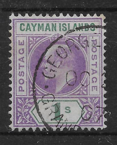 CAYMAN ISLANDS SG15 1907 1/= VIOLET & GREEN USED