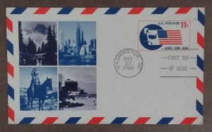 United States #UXC5 11c Visit the USA ERROR FDC (1966) entire with cachet