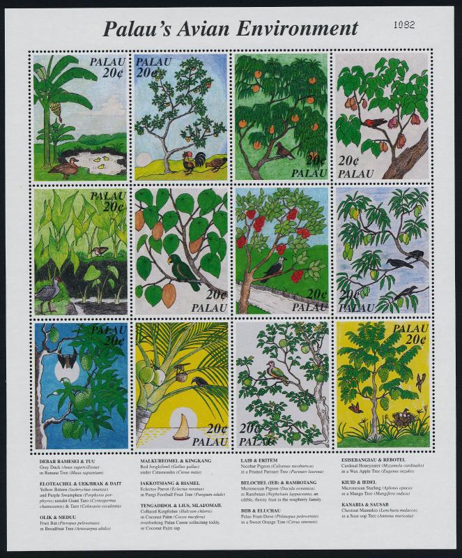 Palau 426 MNH Native Birds, Trees, Fruit