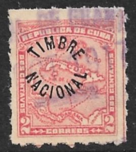 CUBA 1917 2c MAP Timbre Nacional Overprinted GENERAL REVENUE GP2 Used