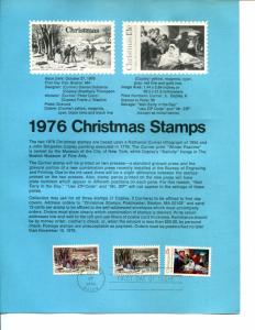 USA SC# 1701-3 Souvenir Page SP# 422 Christmas 1976 13c