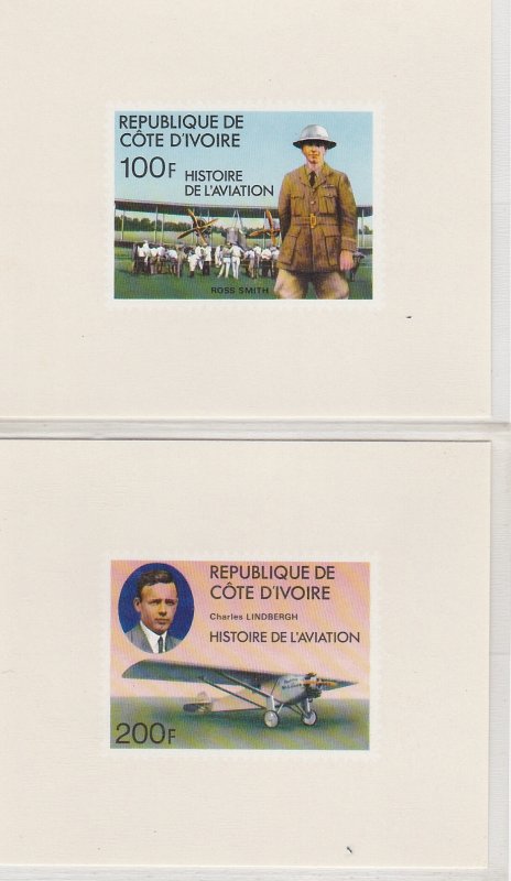 Ivory Coast # 434-438, History of Aviation IMPERF Mini Sheets, Mint  NH,