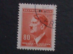 ​CZECHOSLOVAKIA-1942 SC#67 ADOLF HITLER- BOHEMIA & MORAVIA-FANCY CANCEL VF