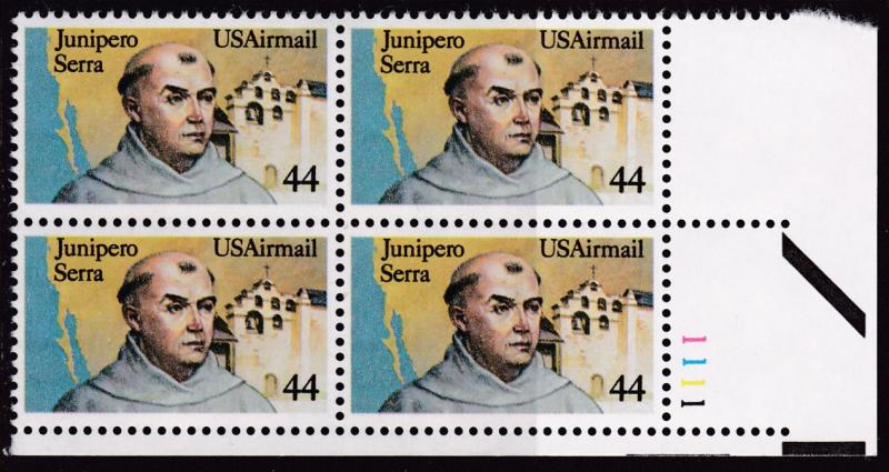 United States 1985 44cent Junipero Serra  Plate Number Block. VF/NH